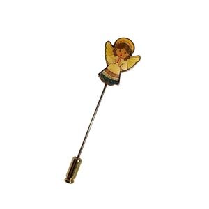 Angel Stick Pin Gold Tone Religious Lapel‎ Pin Holiday Christmas Gift